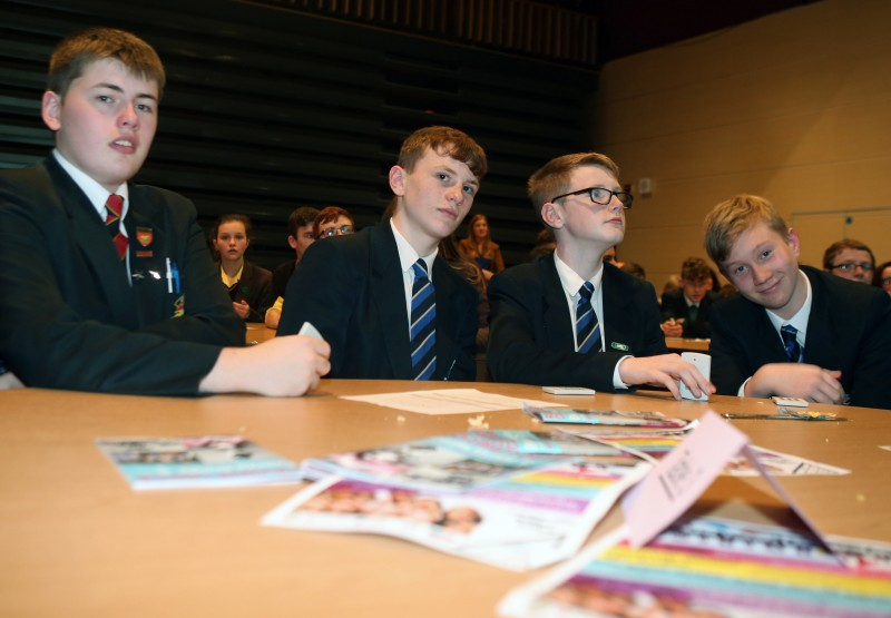 Some of the school pupils who took part in the ‘Let’s Talk’ event.