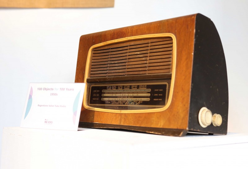 A Regenetone valve tube radio from the 1950s, one of the items on display in the  100 Objects for 100 Years exhibition which is now open at Roe Valley Arts and Cultural Centre.