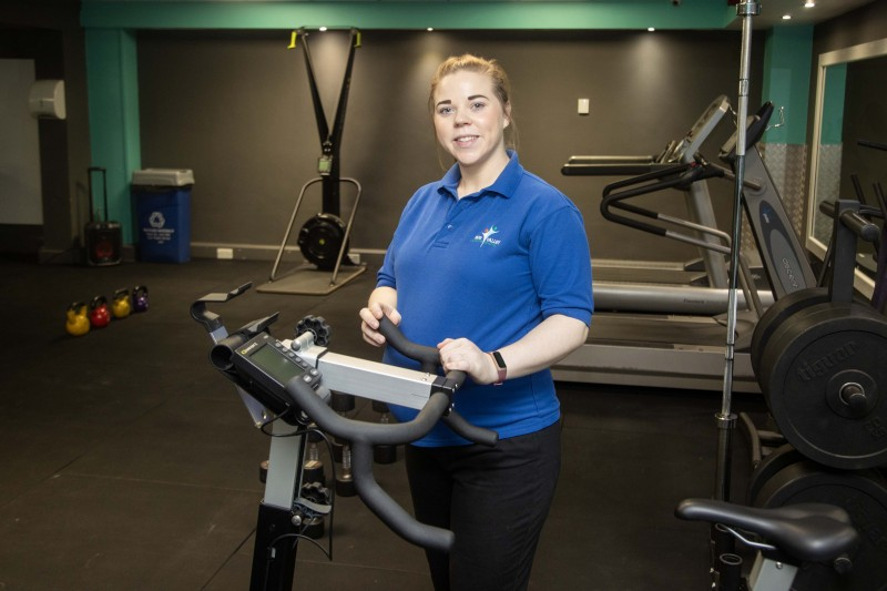 Presenting some of the new equipment in the Fitness Suite Room at Roe Valley Leisure Centre is fitness instructor Annie Docerty.