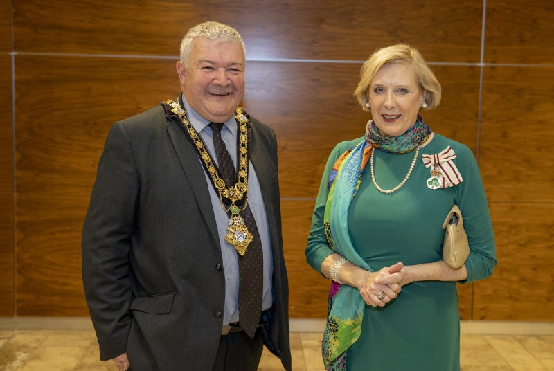 The Mayor of Causeway Coast and Glens Borough Council, Councillor Ivor Wallace, pictured in Cloonavin with Lord Lieutenant for County Londonderry, Alison Millar.