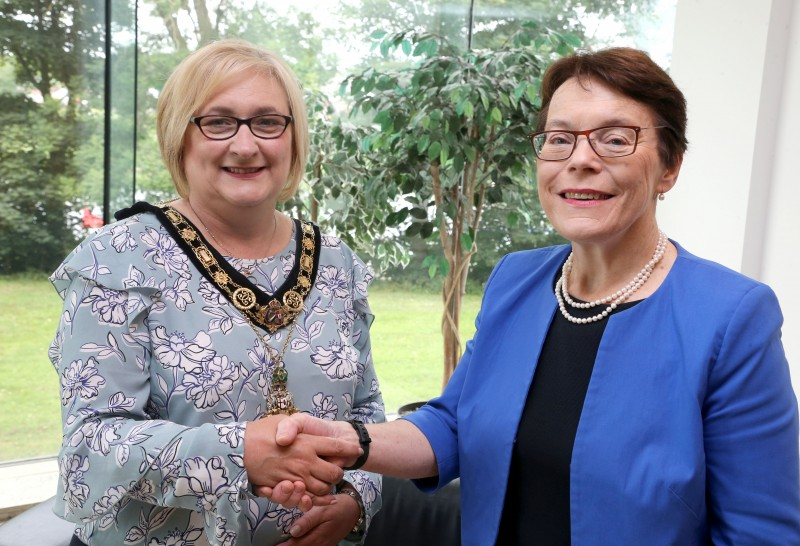 The Mayor of Causeway Coast and Glens Borough Council, Councillor Brenda Chivers pictured with Catherine Mc Guinness, City of London Corporation Policy Chairperson.