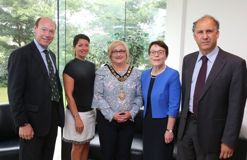 The Mayor of Causeway Coast and Glens Borough Council, Councillor Brenda Chivers pictured with Edward Montgomery, The Honourable Irish Society, Dr Karise Hutchinson, University of Ulster Provost, Catherine Mc Guinness, City of London Corporation Policy Chairperson and William Elliott, Global Exports and Investment