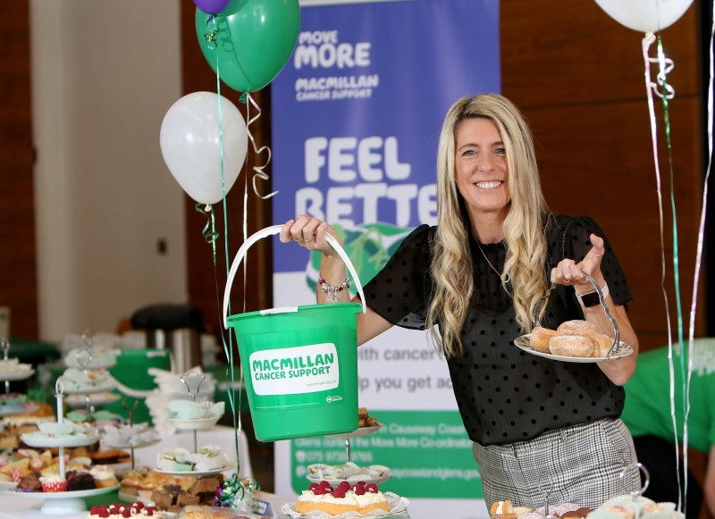 Catherine Bell-Allen, Move More Co-ordinator on behalf of Causeway Coast and Glens Borough Council pictured hosting a ‘World’s Biggest Coffee Morning’ in Council Headquarters, Cloonavin to mark the successful introduction of the ‘Move More’ project to the area.