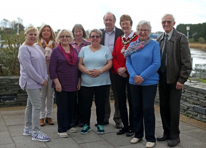 Margaret Cowell, Marie Convill, Ann Blese, Lynda Greer, Christina Elliott, John Douglas, Larry and Elizabeth Lorimer pictured at the civic reception hosted by the Mayor of Causeway Coast and Glens Borough Council Councillor Joan Baird OBE.