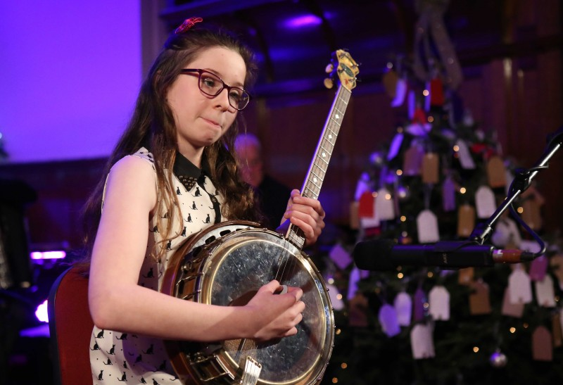 Young banjo player Catriona Lagan pictured at the musical evening hosted by the Mayor.