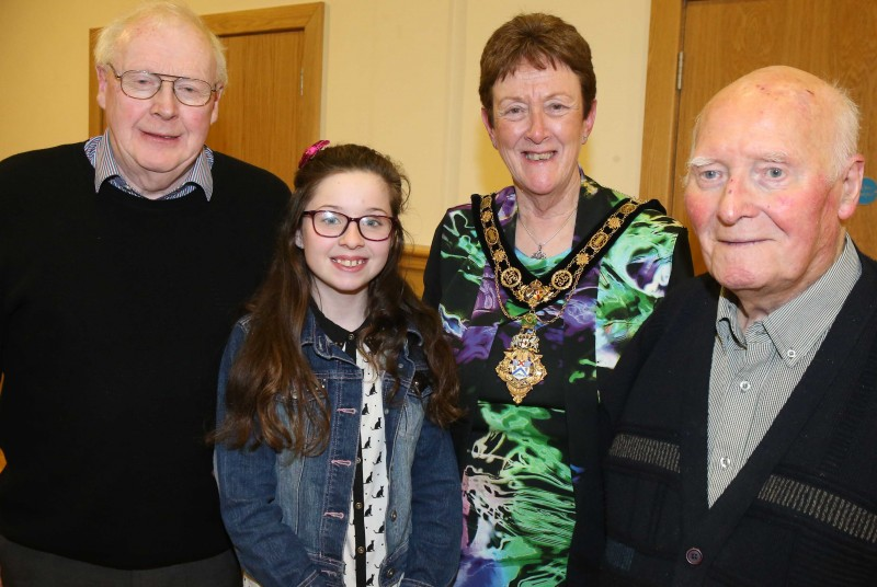 The Mayor of Causeway Coast and Glens Borough Council, Councillor Joan Baird OBE pictured with Kieran Dempsey from Glens of Antrim Comhaltas, banjo player Catriona Lagan and musician and composer Dominic McNabb.