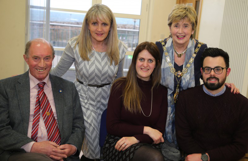 Liam Hickey, Sarah McLaughlin, Diarmaid McLaughlin, The Mayor of Causeway Coast and Glens Borough Council, Alderman Maura Hickey and Stephanie McLaughlin pictured at the reception held in Portnagree House.