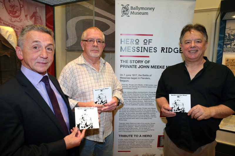 Councillor William M Candless is pictured with Charlie Gillian and David Kane, producer of the Meeke and The Major CD.