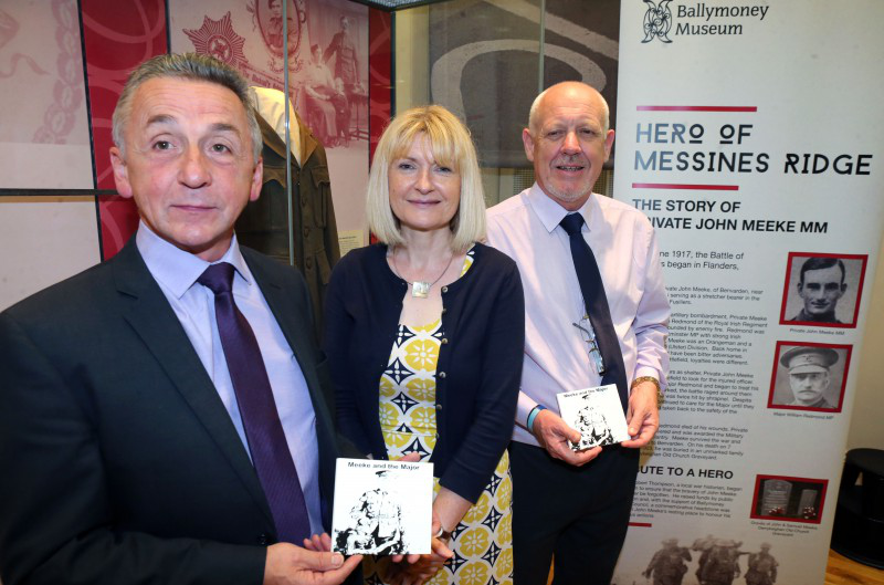 Launching the Meeke and The Major CD are Councillor William McCandless, Margaret Edgar, Cultural Services Manager, Causeway Coast and Glens Borough Council, and Steven Philips.