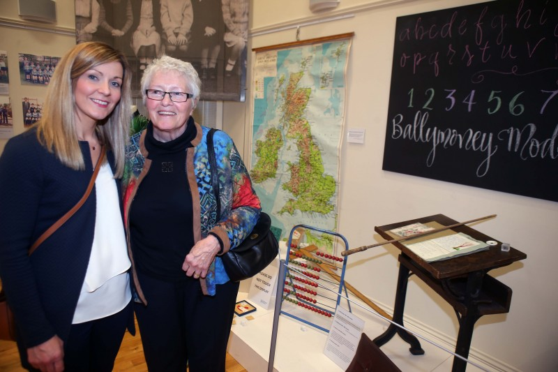3. Retired teacher Isobel Henry is pictured at the launch night of the exhibition in Ballymoney Museum with Melissa Mc Comb, who she taught in P3