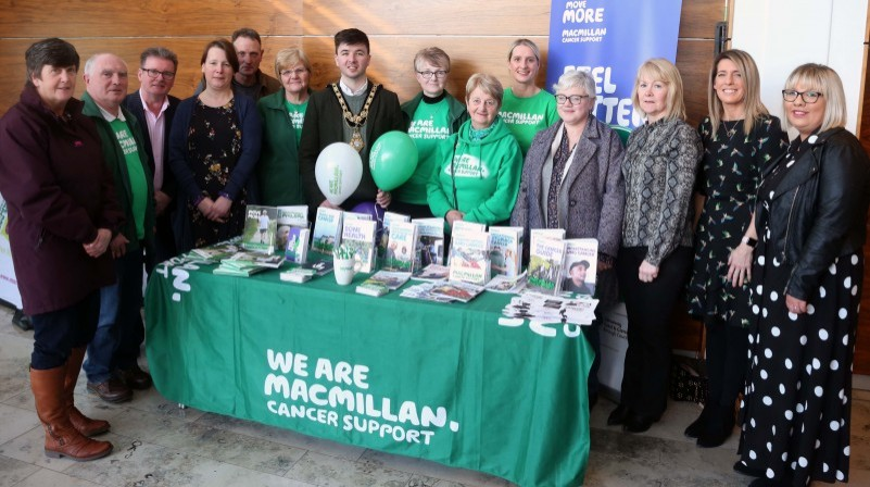 The Mayor of Causeway Coast and Glens Borough Council Councillor Sean Bateson pictured with local Macmillan fundraisers who attended the official launch of the Macmillan Move More initiative in Cloonavin. To date, the local Causeway Committee have raised £456,000 for Macmillan.