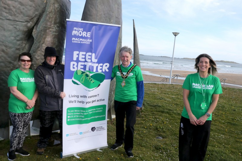 The Mayor of Causeway Coast and Glens Borough Council Alderman Mark Fielding pictured at East Strand in Portrush with Move More Co-ordinator Catherine King, Mary McDonald and Derek McDonald