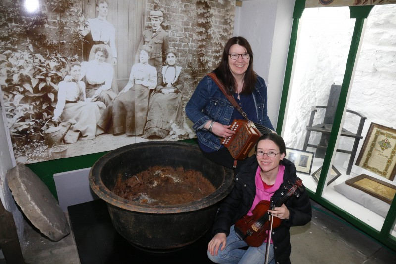 Musicians Marie Kinney and Catherine Sands pictured at the seasonal reopening of Ballycastle Museum on Saturday 6th April.