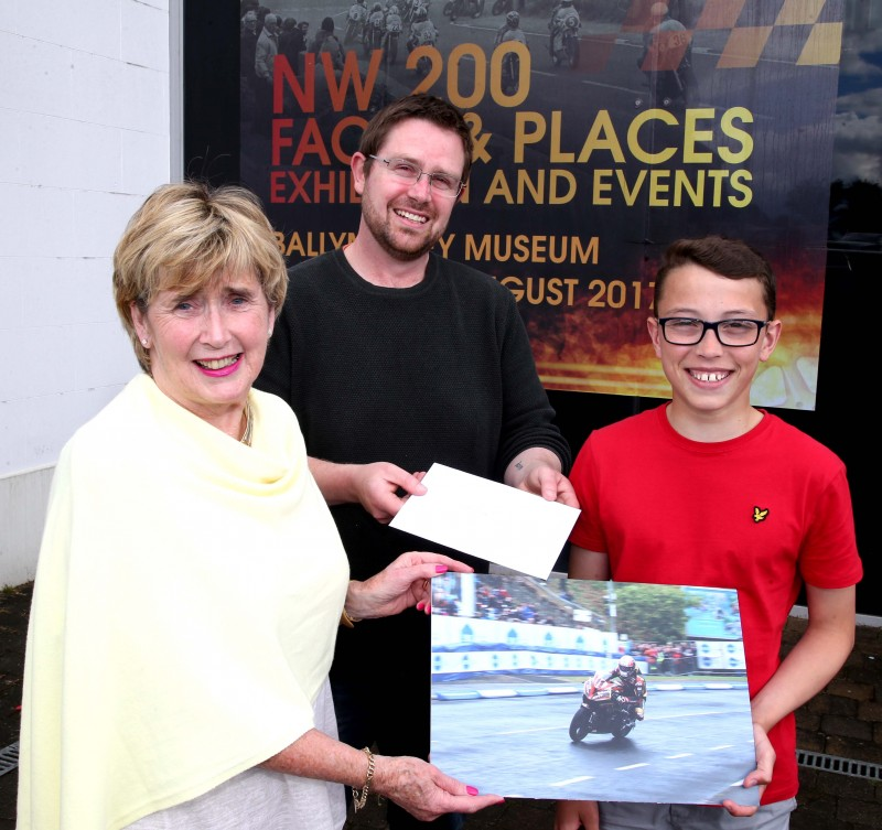 Caleb Moore from Coleraine who came second in the Under 18’s category is pictured with Alderman Maura Hickey and Nic Wright, Causeway Coast and Glens Borough Council’s Museum Services.