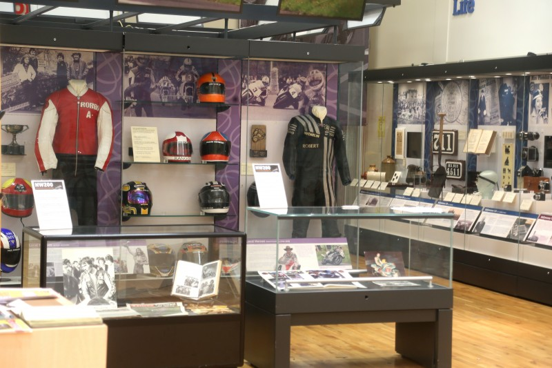 ‘The Race and the Places’ exhibition at Ballymoney Museum is open until August 27th 2022 and features a selection of racing bikes, photographs, trophies, memorabilia and a timeline covering the past 90 years of racing.