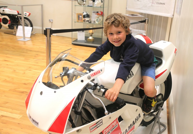 Young Joshua Austin enjoying the new ‘The Race and the Places’ exhibition at Ballymoney museum. Open until August 27th 2022, it features a selection of racing bikes, photographs, trophies, memorabilia and a timeline covering the past 90 years of racing.