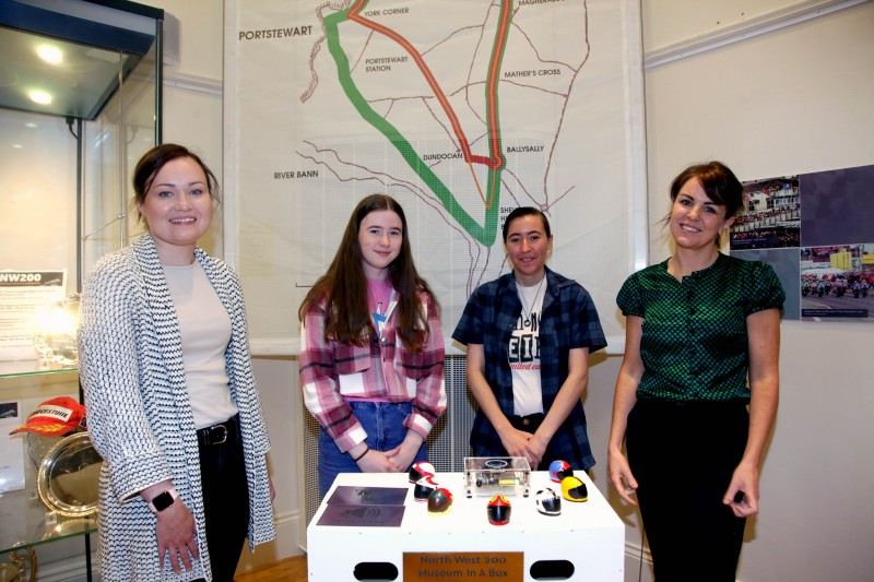 Rachel Archibald (Museums Officer) with participants and facilitators of the Reimagine, Remake, Replay programme in Ballymoney Museum.