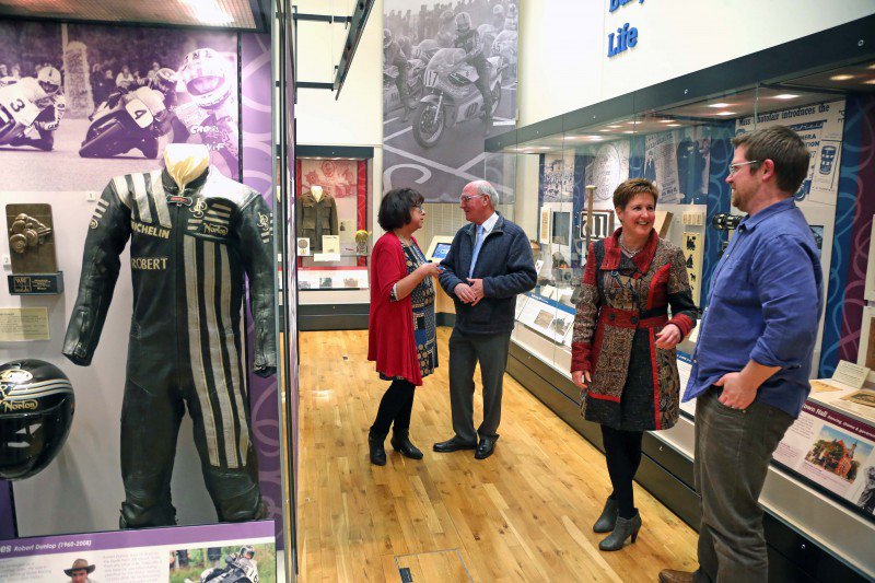 Museums Development Manager Helen Perry pictured chatting to Victor Freeman while Tracey Freeman and Nic Wright enjoy the exhibition.