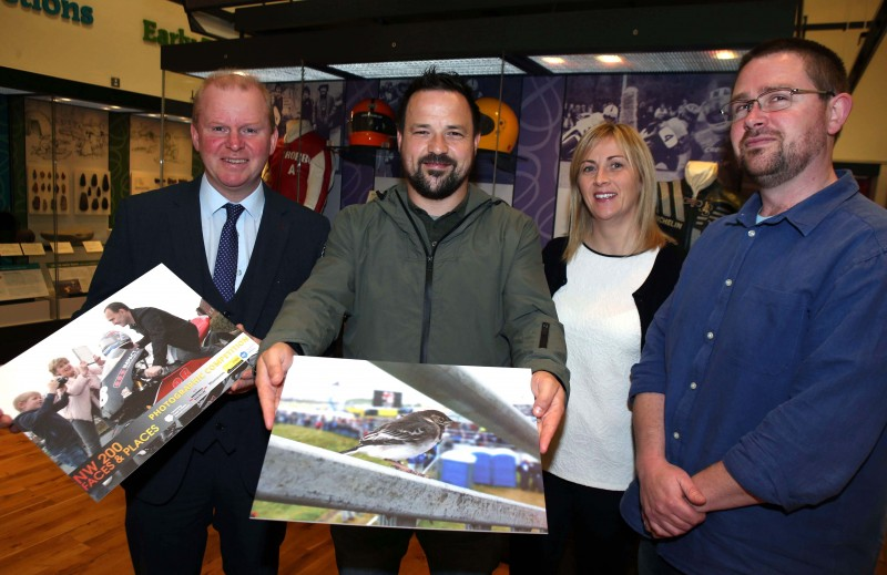 Paul Allen from Drumahoe is pictured with his winning photographic entry with Alderman Tom Mc Keown, Gillian Lloyd from the Vauxhall International North West 200 and Nic Wright from Museum Services, Causeway Coast and Glens Borough Council.