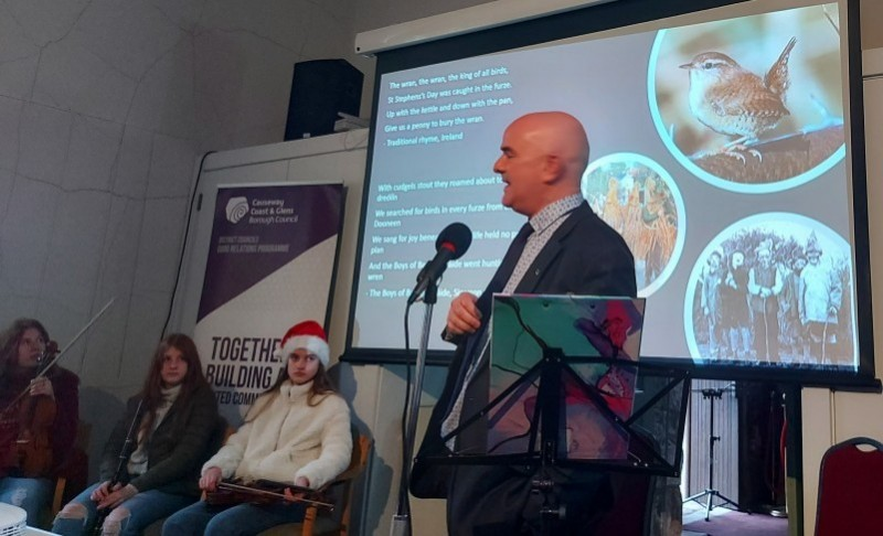 Niall Comer, a lecturer in Irish at Ulster University and president of Conradh na Gaeilge, spoke about Celtic and Scottish influences on local traditions.