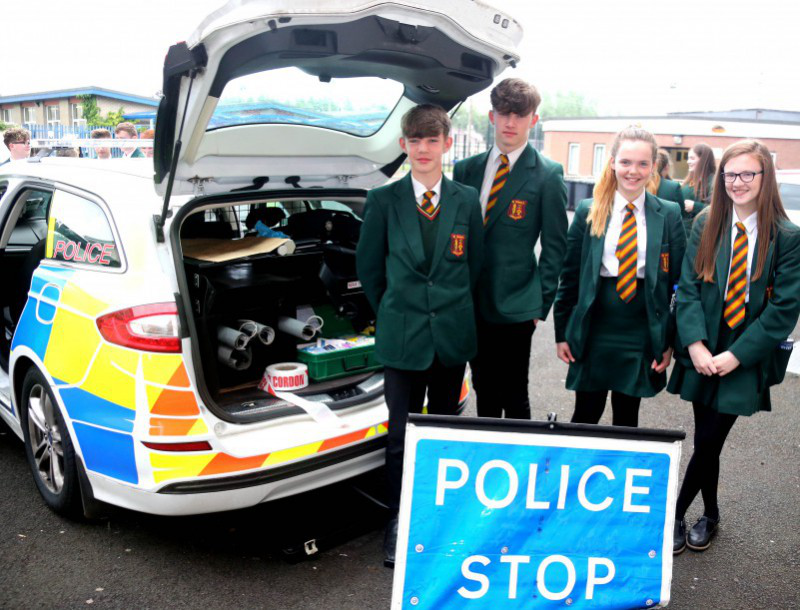 Pupils from St Mary’s High School Limavady pictured at the community safety and policing event at Limavady High School on Wednesday 21st June.