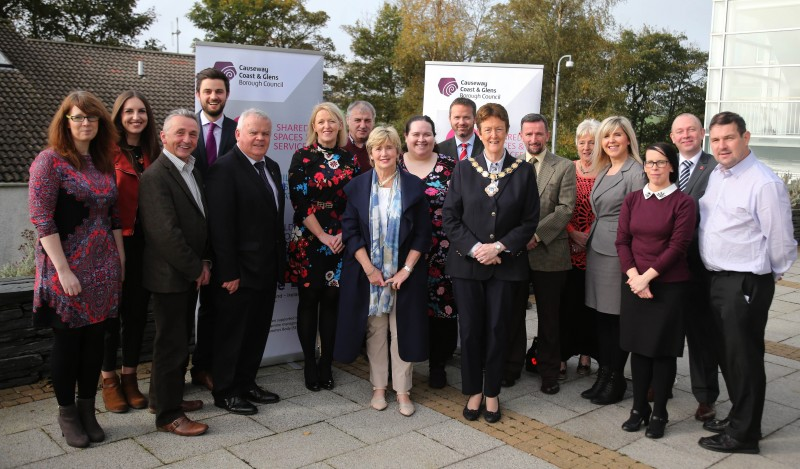 Members of Causeway Coast and Glens Peace IV Partnership pictured at the recent launch of its funding programme including MLAs John Dallat & Maurice Bradley.