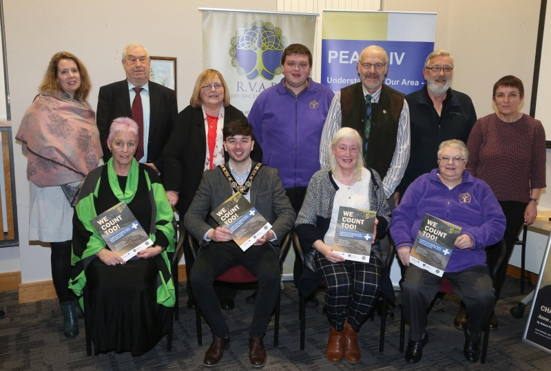 Representatives from Roe Valley Ancestral Researchers and Peace IV pictured with the Mayor of Causeway Coast and Glens Borough Council Councillor Sean Bateson, at the launch of the new book ‘We Count Too!’ at Roe Valley Arts and Cultural Centre.