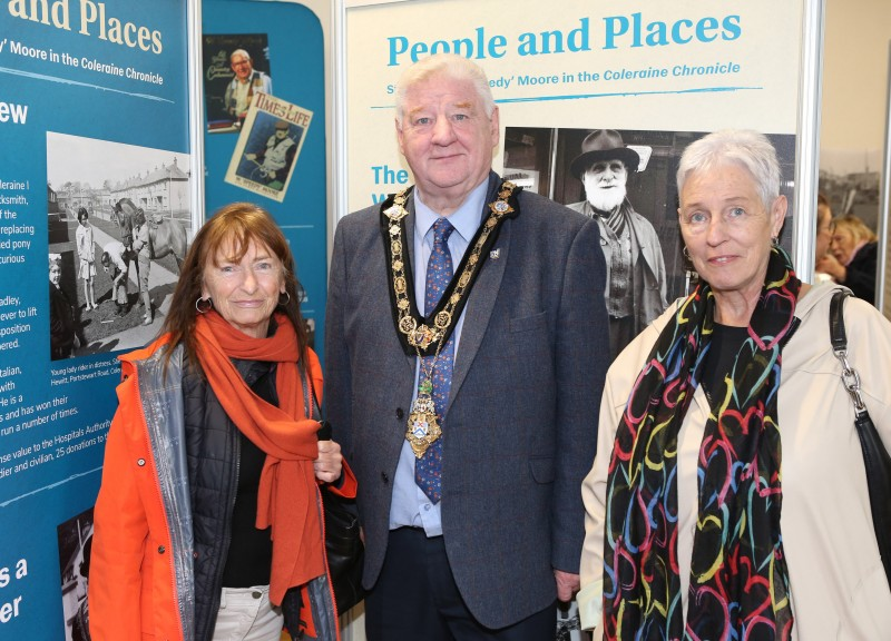 Mayor of Causeway Coast and Glens Borough Council, Councillor Steven Callaghan speaks to members of the public at the launch of Coleraine Museum’s new exhibition ‘People and Places’.