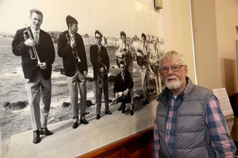 Showband member Trevor Keys looks back on a picture of his band which forms part of the new exhibition now open in Coleraine Town Hall.