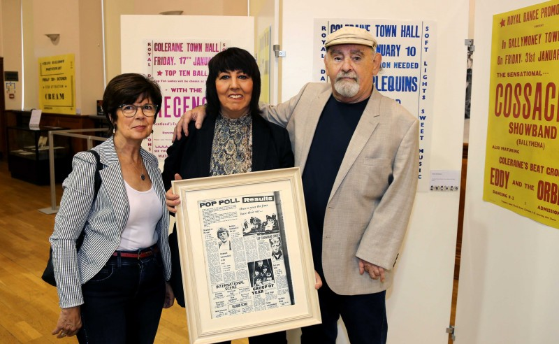 Fran McCloskey with Paul and Rose DiVito at the opening of the new exhibition in Coleraine Town Hall, ‘Let Me Introduce You: A History of Dance Halls in the Causeway Area’.