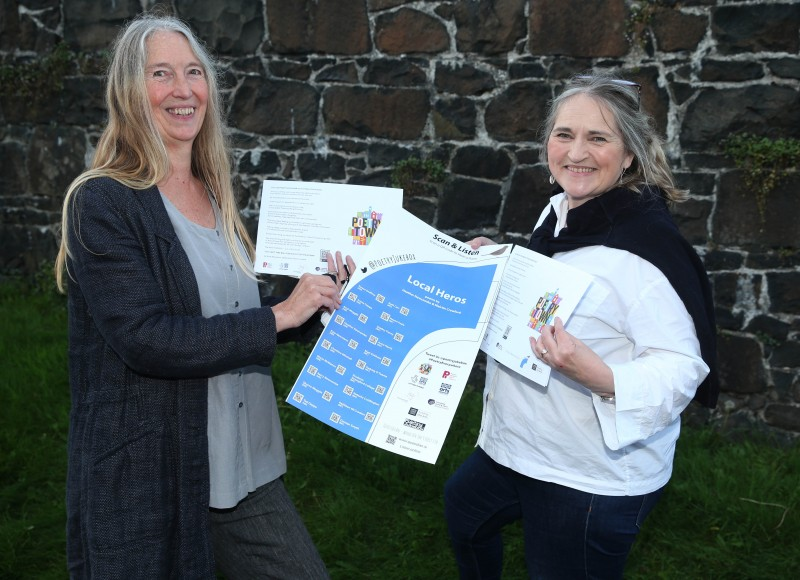 Ballycastle’s Poetry Town Poet Laureate Kate Newmann pictured with Maria McManus from Poetry Ireland.