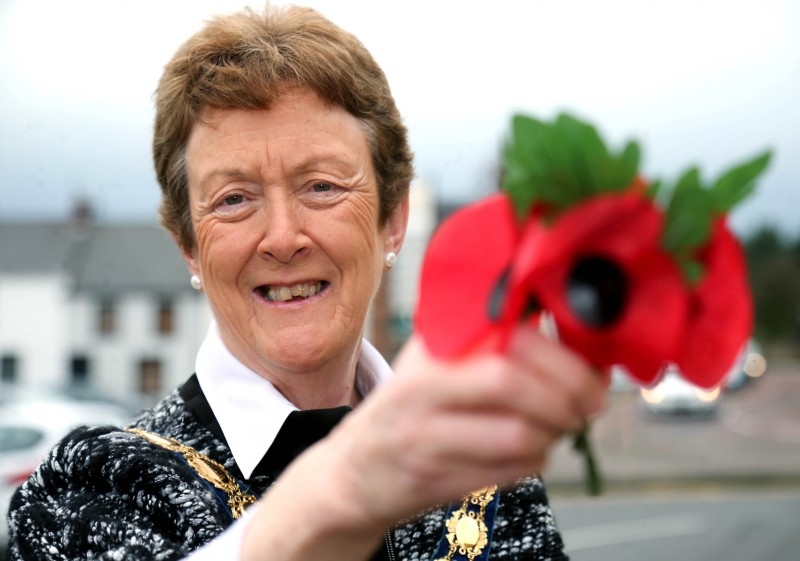 The Mayor of Causeway Coast and Glens Borough Council, Councillor Joan Baird OBE, pictured at the launch of the Poppy Appeal in Coleraine.