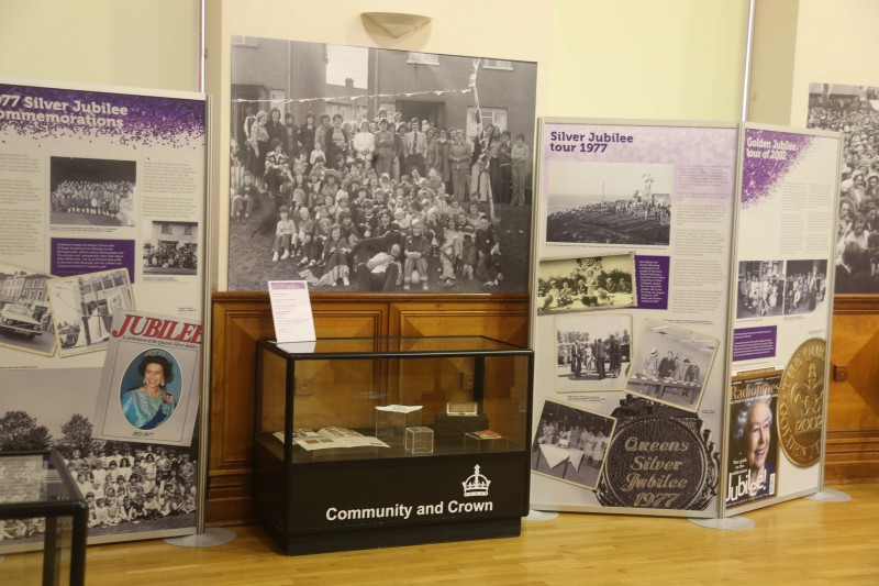 The ‘Community and Crown’ Platinum Jubilee exhibition is now open in Coleraine Town Hall featuring a fascinating collection of informative panels, objects, and photographs.