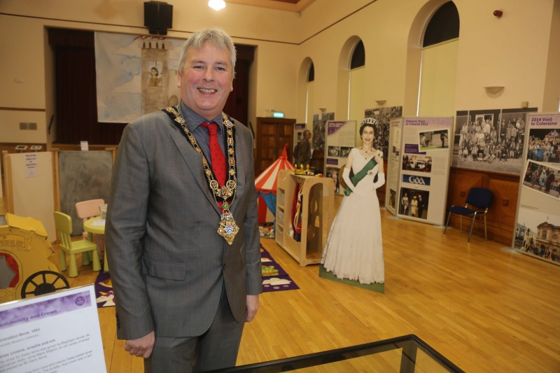 The Mayor of Causeway Coast and Glens Borough Council Councillor Richard Holmes pictured during his visit to the ‘Community and Crown’ Platinum Jubilee exhibition which is now open in Coleraine Town Hall featuring a fascinating collection of informative panels, objects, and photographs.