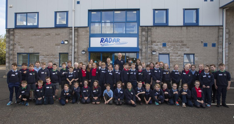 Pupils from St Colum’s Primary School in Portstewart and Carnalridge Primary School in Portrush pictured during their visit to the RADAR facility in Belfast.