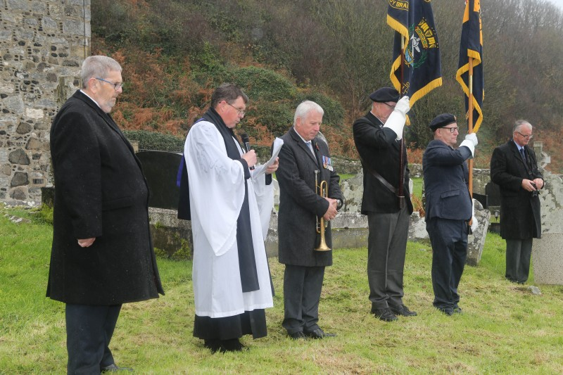 Reverend Martin giving a sermon at the Remembrance Service on Rathlin Island.