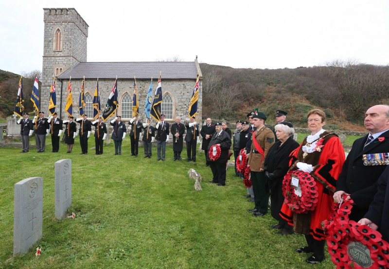 Pictured at Rathlin Island’s Service of Remembrance on Sunday.