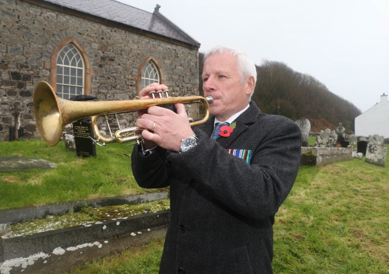Adrian Millar at the Service of Remembrance on Rathlin Island.