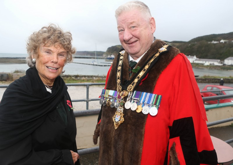 The Mayor of Causeway Coast and Glens, Councillor Steven Callaghan alongside Baroness Kate Hoey at the Remembrance Service, held in St Thomas Parish Church, Rathlin Island.