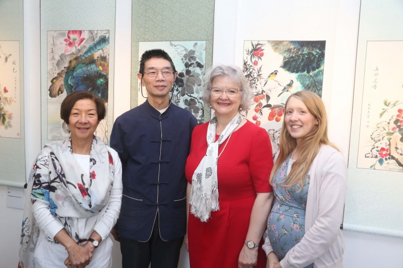 Artist Rong-Gen Yin pictured with Anna Lo, Alderman Yvonne Boyle and Jamie Austin from Causeway Coast and Glens Borough Council at the launch of the ‘A Brush with Nature’ exhibition at the Roe Valley Arts and Cultural Centre in Limavady.