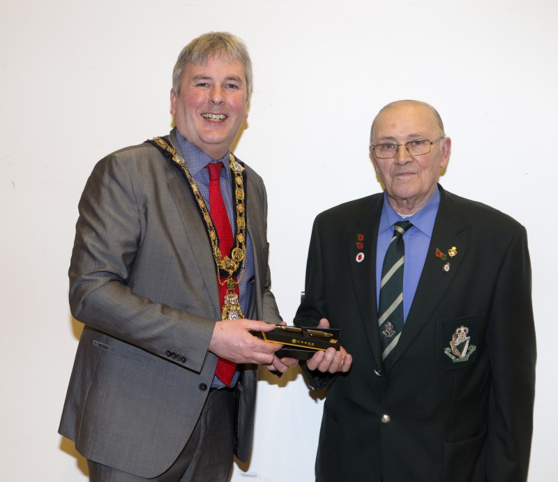The Mayor of Causeway Coast and Glens Borough Council Councillor Richard Holmes pictured with Liam McCurdy, Secretary of Ballymoney Royal British Legion.