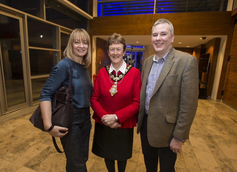 The Mayor of Causeway Coast and Glens Borough Council, Councillor Joan Baird, OBE, pictured with Karen Yates from Taylor Yates and Councillor Richard Holmes.