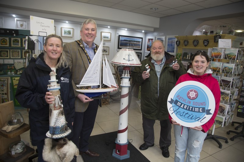 Rathlin Sound Maritime Festival will take place from May 27th until June 5th and celebrating its return are (L-R): Tracey Freeman, Causeway Coast and Glens Borough Council’s Events Officer; the Mayor, Councillor Richard Holmes; Peter Molloy from Ballycastle Community Development Group and Chloe Dunn.
