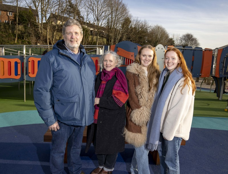 Local athlete and Paralympic competitor Sally Brown pictured with her parents Richard and Mary and her sister Marcie at the official opening of Limavady’s new Accessible Play Park.