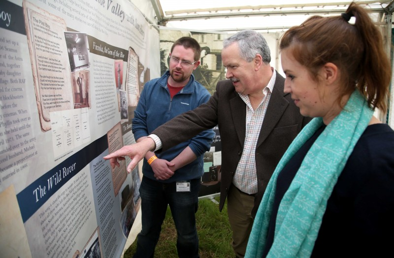 Sam Henry's grandson, Gordon Craig, looks at the completed project on display at Stendhal with Sarah Carson and Nic Wright from Causeway Coast and Glens Borough Council's Museums Service.