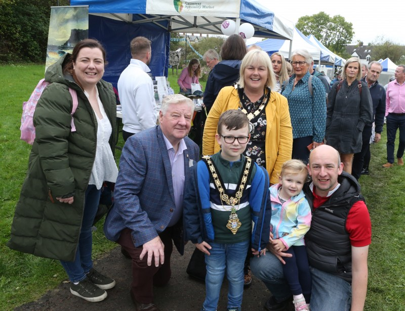 Mayor of Causeway Coast and Glens, Councillor Steven Callaghan and Deputy Mayor, Councillor Margaret-Anne McKillop join families at this year’s Salmon and Whiskey Festival.