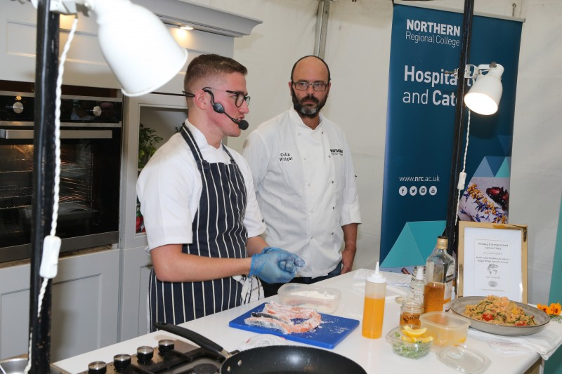 Colin Wright from Northern Regional College joins local chef from Tartine at Distiller’s Arms Tyler Campbell as they showcase salmon and whiskey inspired recipes.