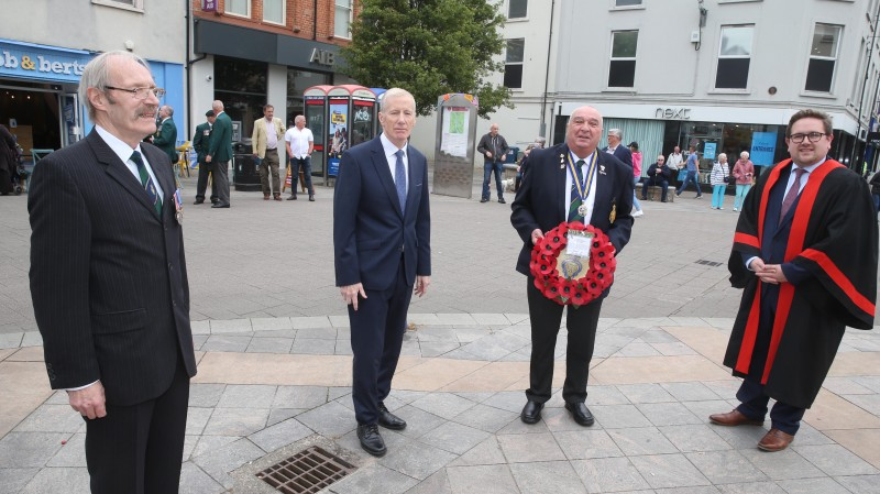 Bill Mills (Coleraine Royal British Legion), Gregory Campbell, Ronnie Galbraith (Coleraine Royal British Legion) and Councillor Aaron Callan pictured ahead of the Battle of the Somme commemoration in Coleraine.