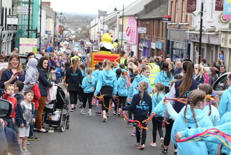 Pictured taking part in the cavalcade and carnival parade at Ballymoney Spring Fair are dancers from Kelly Neill Dance Academy.