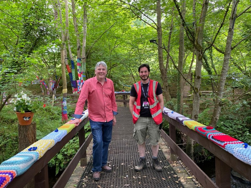 Mayor of Causeway Coast and Glens Borough Council, Councillor Richard Holmes meets the festival's Creative Director Colm O'Donnell to get a taste of Stendhal’s unique sounds and colours and see the measures in place to to keep festival-goers, staff and musicians safe.